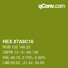 Color code: HEX #7A8C16 | qconv.com