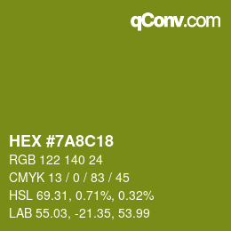 颜色代码: HEX #7A8C18 | qconv.com