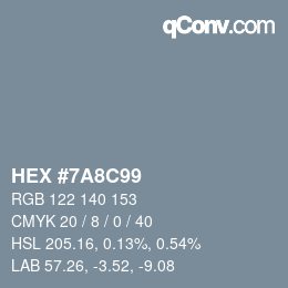 颜色代码: HEX #7A8C99 | qconv.com