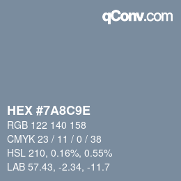 Color code: HEX #7A8C9E | qconv.com