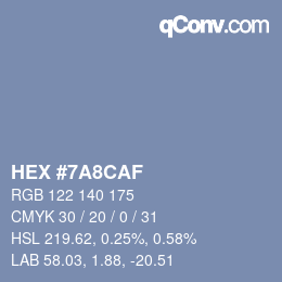 颜色代码: HEX #7A8CAF | qconv.com