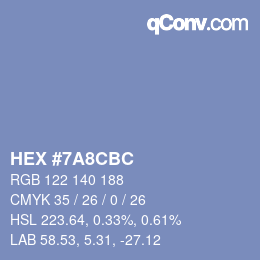 Color code: HEX #7A8CBC | qconv.com