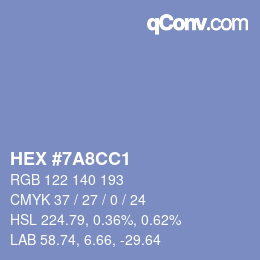 カラーコード: HEX #7A8CC1 | qconv.com