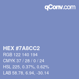 カラーコード: HEX #7A8CC2 | qconv.com