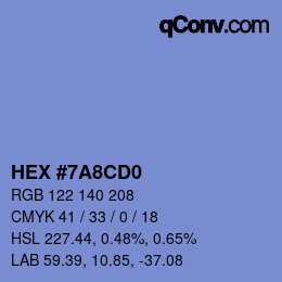 カラーコード: HEX #7A8CD0 | qconv.com