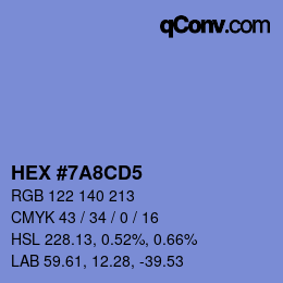 カラーコード: HEX #7A8CD5 | qconv.com