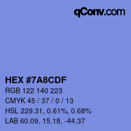 カラーコード: HEX #7A8CDF | qconv.com