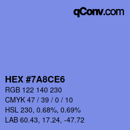 颜色代码: HEX #7A8CE6 | qconv.com
