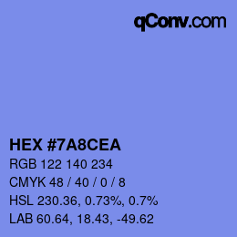 カラーコード: HEX #7A8CEA | qconv.com
