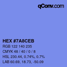 カラーコード: HEX #7A8CEB | qconv.com