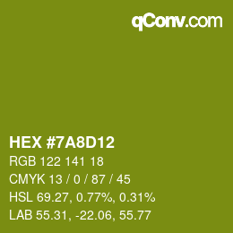 颜色代码: HEX #7A8D12 | qconv.com