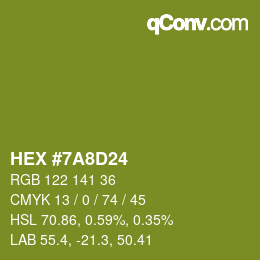 颜色代码: HEX #7A8D24 | qconv.com