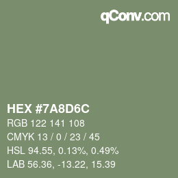 颜色代码: HEX #7A8D6C | qconv.com