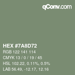 Color code: HEX #7A8D72 | qconv.com