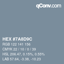 カラーコード: HEX #7A8D9C | qconv.com