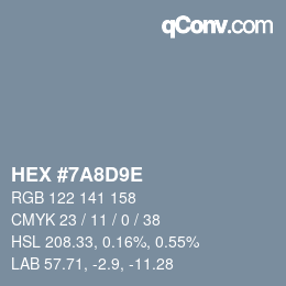 カラーコード: HEX #7A8D9E | qconv.com
