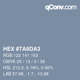 Color code: HEX #7A8DA3 | qconv.com
