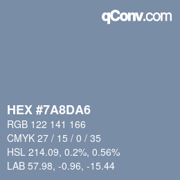 カラーコード: HEX #7A8DA6 | qconv.com