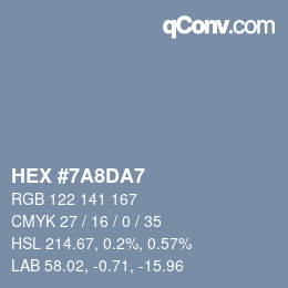 カラーコード: HEX #7A8DA7 | qconv.com