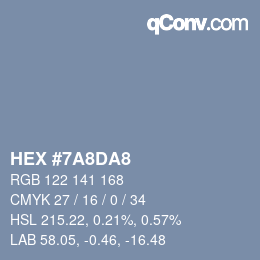 カラーコード: HEX #7A8DA8 | qconv.com
