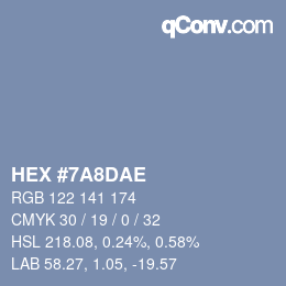 Color code: HEX #7A8DAE | qconv.com