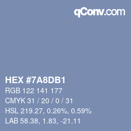カラーコード: HEX #7A8DB1 | qconv.com