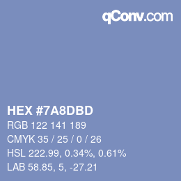 カラーコード: HEX #7A8DBD | qconv.com