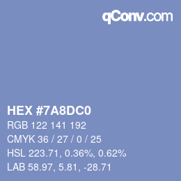 カラーコード: HEX #7A8DC0 | qconv.com
