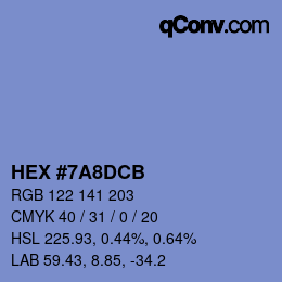 Código de color: HEX #7A8DCB | qconv.com