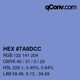 カラーコード: HEX #7A8DCC | qconv.com
