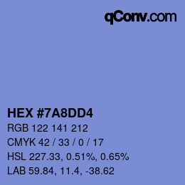 Color code: HEX #7A8DD4 | qconv.com