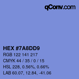 Color code: HEX #7A8DD9 | qconv.com