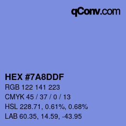 カラーコード: HEX #7A8DDF | qconv.com