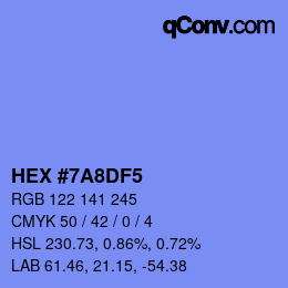 カラーコード: HEX #7A8DF5 | qconv.com