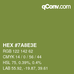 Color code: HEX #7A8E3E | qconv.com