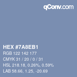 Color code: HEX #7A8EB1 | qconv.com