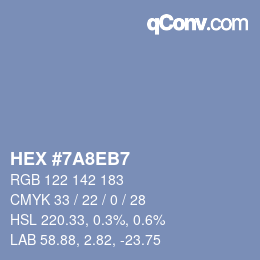 カラーコード: HEX #7A8EB7 | qconv.com