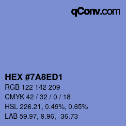颜色代码: HEX #7A8ED1 | qconv.com