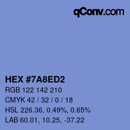 颜色代码: HEX #7A8ED2 | qconv.com