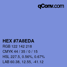 Color code: HEX #7A8EDA | qconv.com