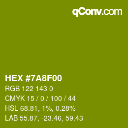 颜色代码: HEX #7A8F00 | qconv.com
