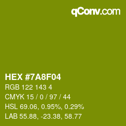 Color code: HEX #7A8F04 | qconv.com