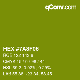 颜色代码: HEX #7A8F06 | qconv.com