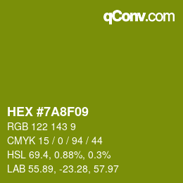 Color code: HEX #7A8F09 | qconv.com
