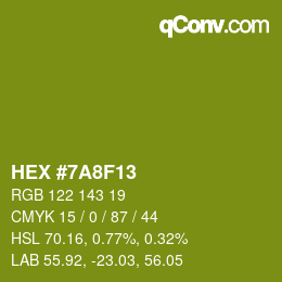 カラーコード: HEX #7A8F13 | qconv.com