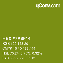 颜色代码: HEX #7A8F14 | qconv.com
