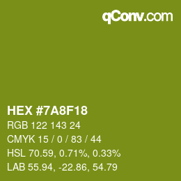 カラーコード: HEX #7A8F18 | qconv.com