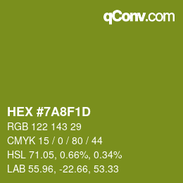 颜色代码: HEX #7A8F1D | qconv.com