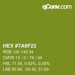 カラーコード: HEX #7A8F22 | qconv.com