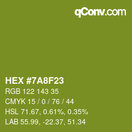 カラーコード: HEX #7A8F23 | qconv.com